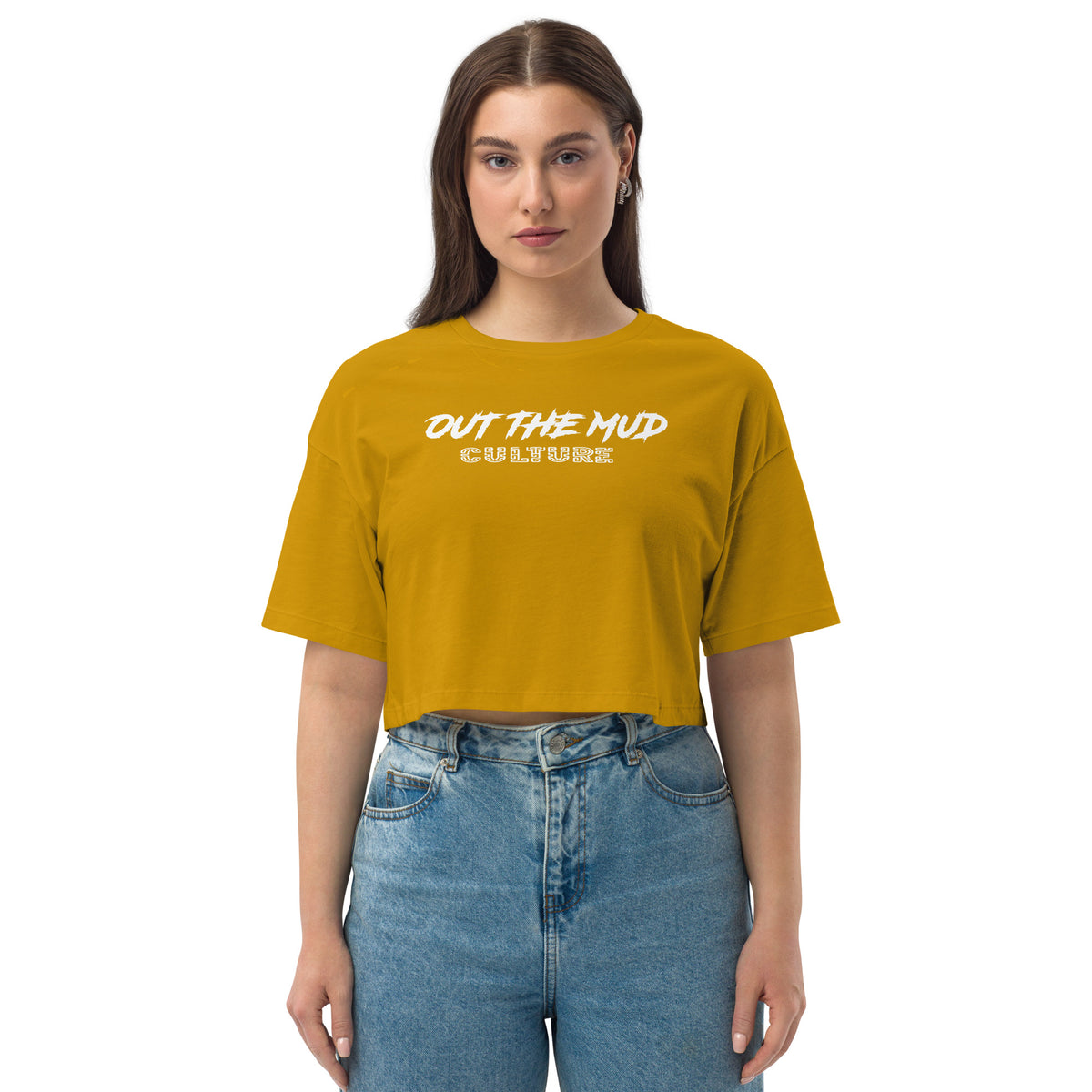 Out the mud culture Loose drop shoulder crop top